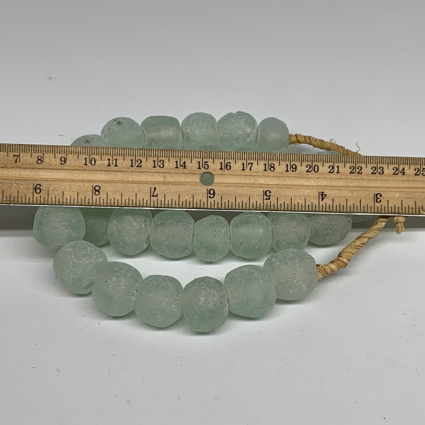 0.93 lbs, 16mm-22mm, 1 Strand, 31 beads, Green/Blue Sea Glass Beads, B35698