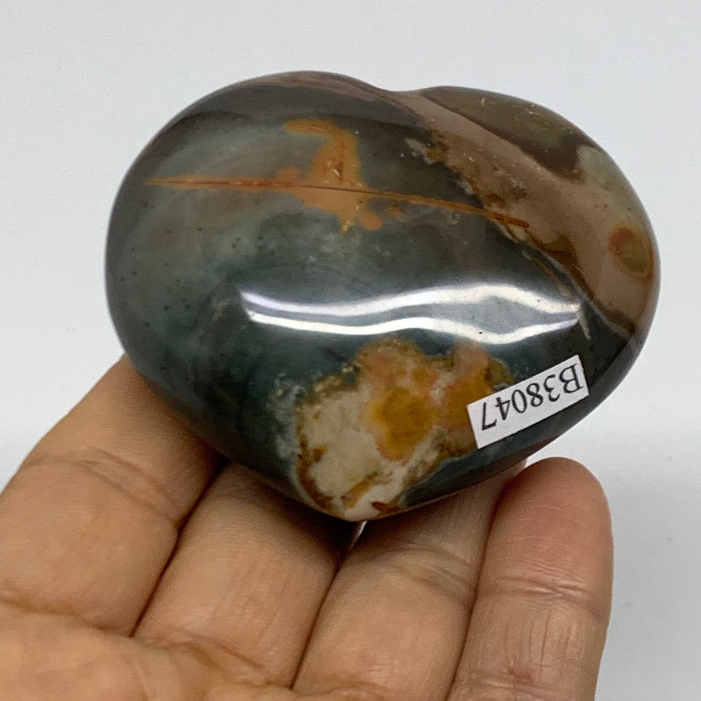 0.27 lbs, 2.2"x2.5"x1.1", Polychrome Jasper Heart Polished Crystal, B38047