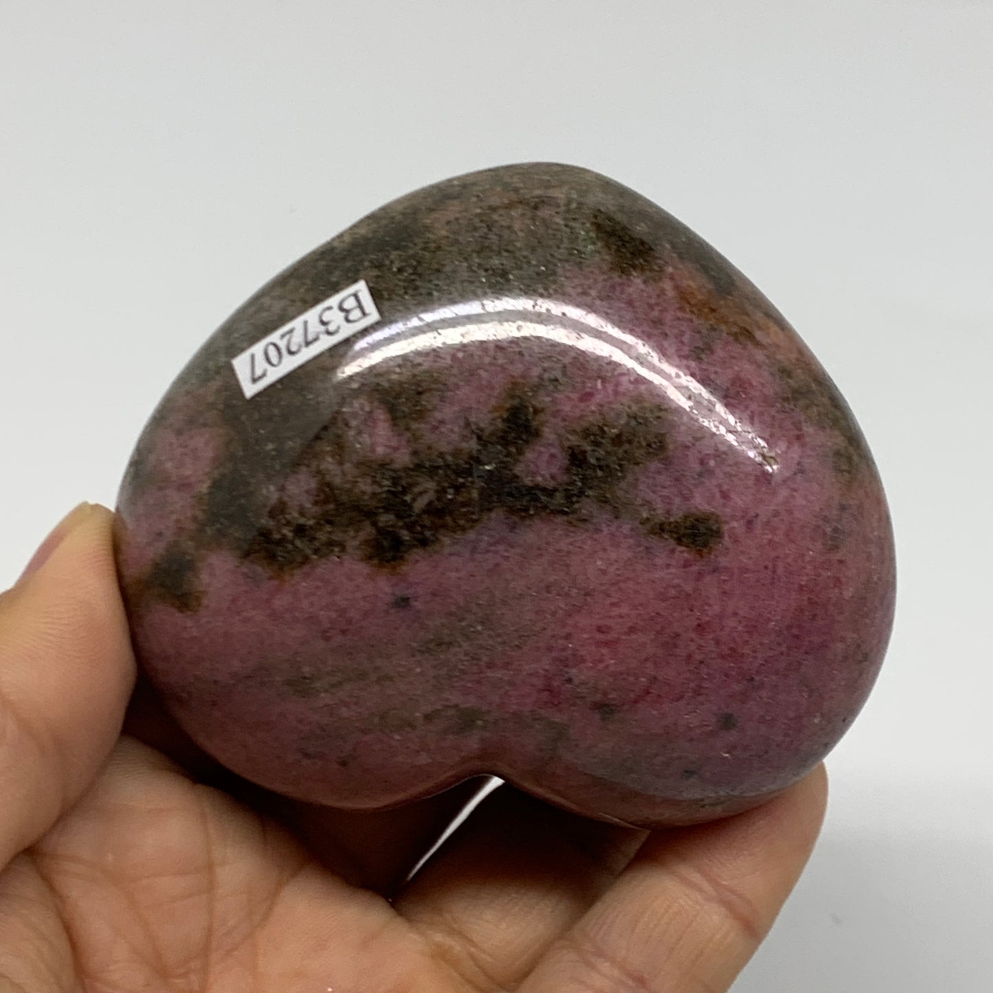 0.74 lbs, 2.4"x2.9"x1.5", Natural Rhodonite Heart Polished Crystal, B37207