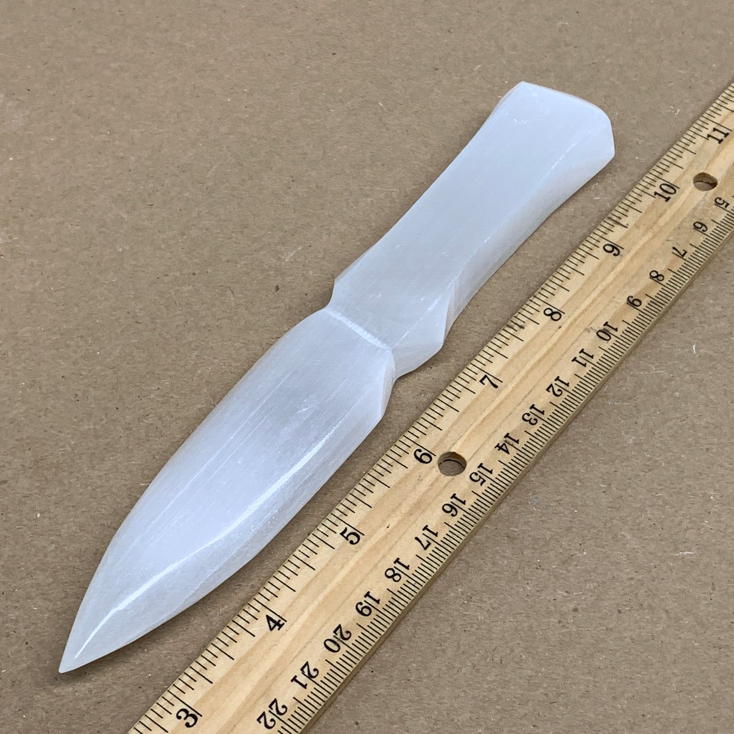 150g, 7.5"x1.2"x0.7", Natural Selenite Crystal Dagger (Satin Spar), B36328