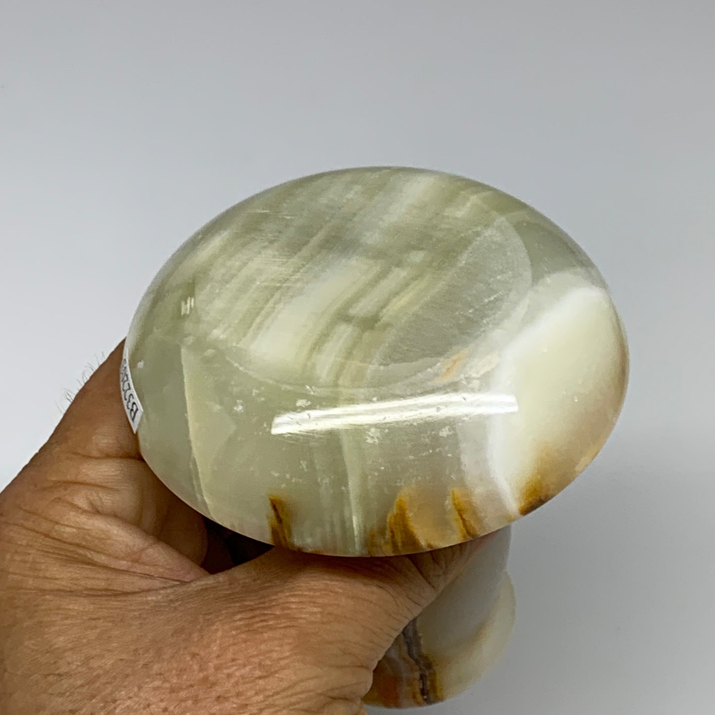 245g, 3.1"x1.5"x2.9", Natural Green Onyx Candle Holder Gemstone Hand Carved, B32