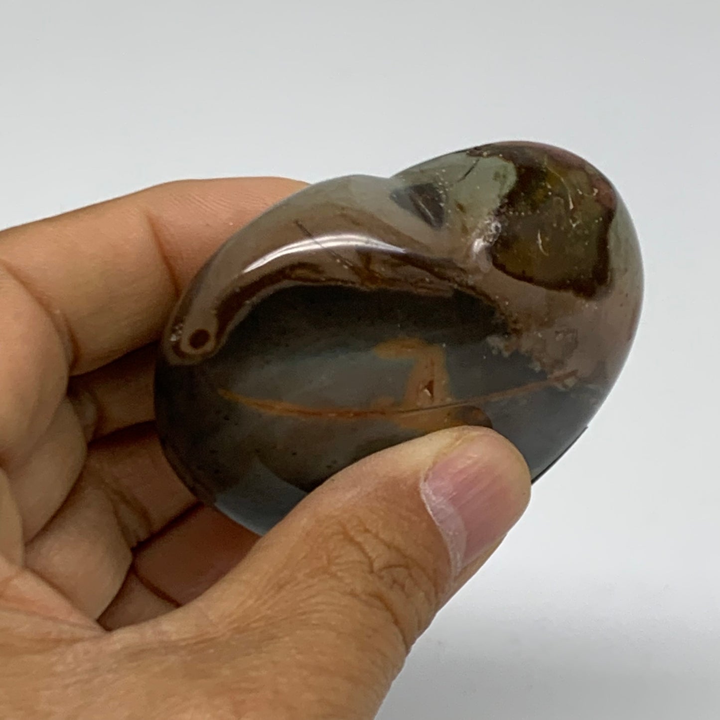 0.27 lbs, 2.2"x2.5"x1.1", Polychrome Jasper Heart Polished Crystal, B38047