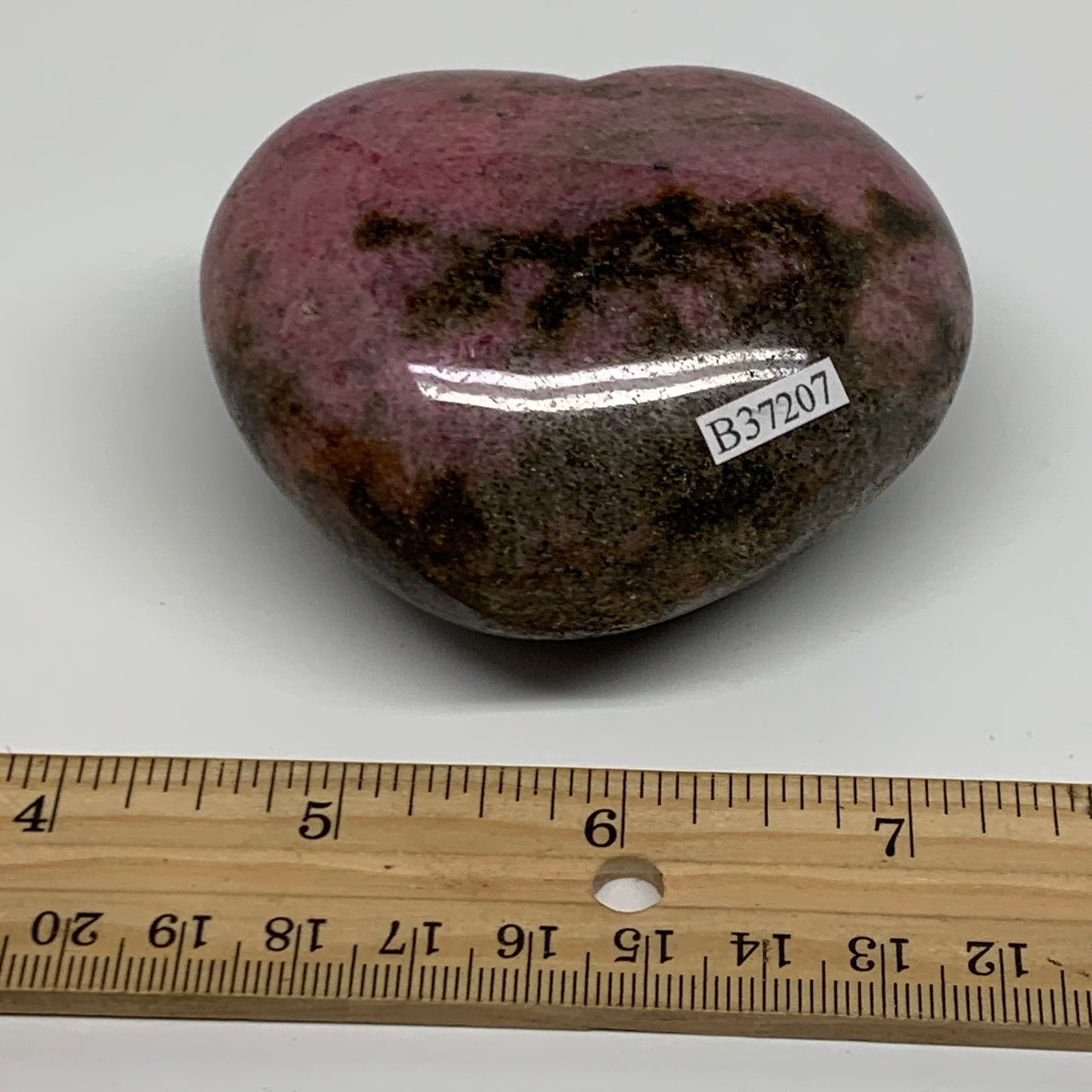 0.74 lbs, 2.4"x2.9"x1.5", Natural Rhodonite Heart Polished Crystal, B37207