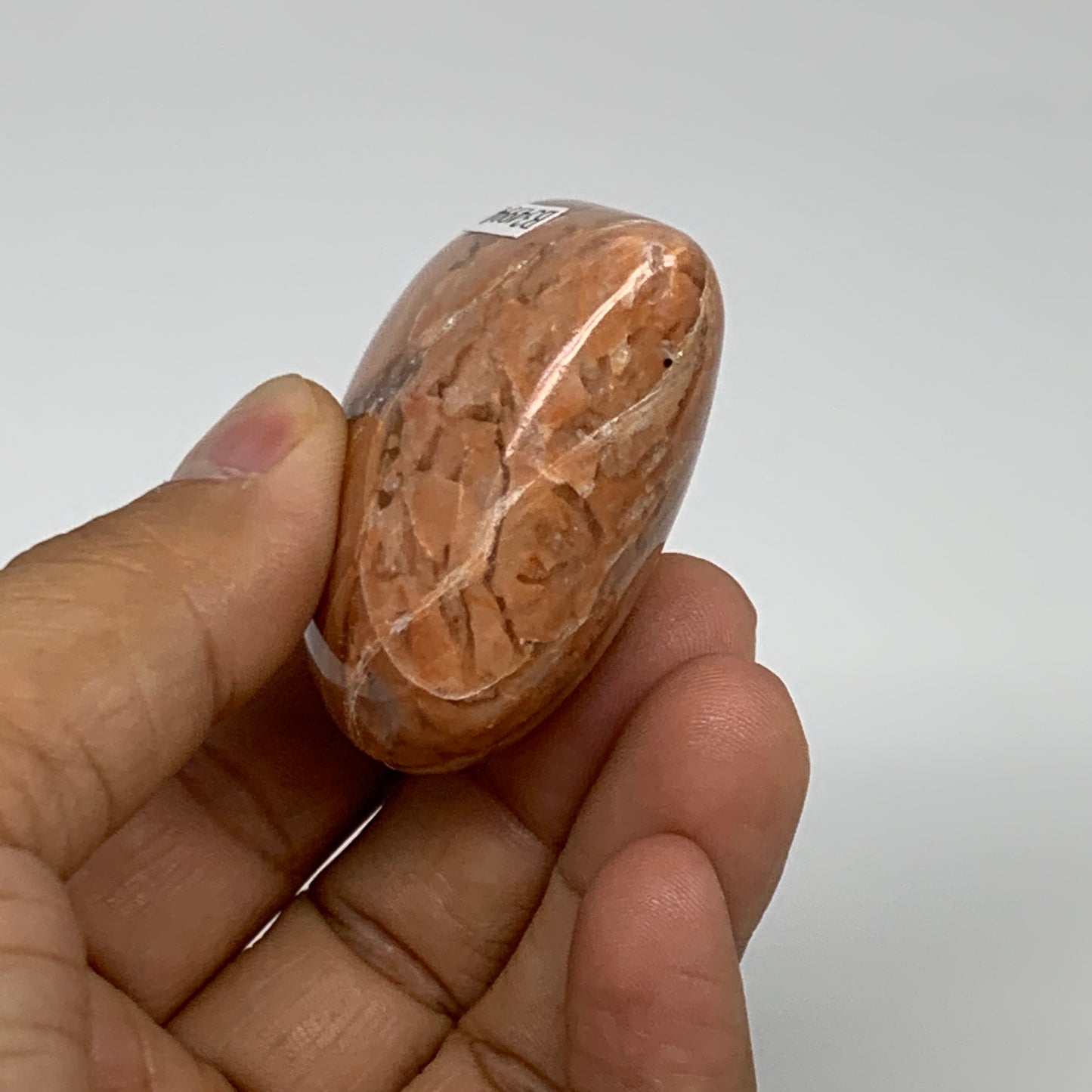 75.1g, 1.9"x2"x1", Peach Moonstone Heart Crystal Polished, B34994