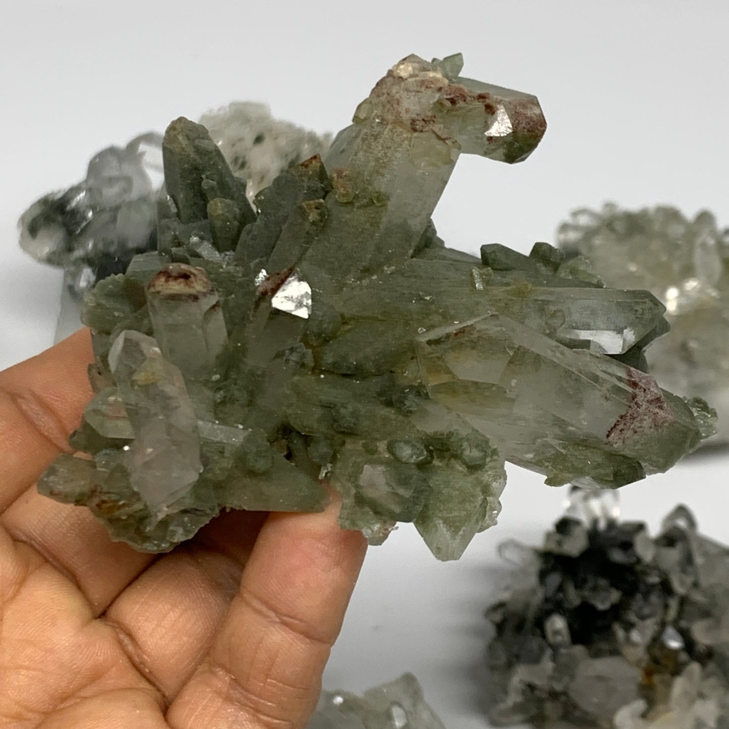 4 lbs, 2.9"-4.3", 11pcs, Chlorine Quartz Minerals Specimens @Pakistan, B27746