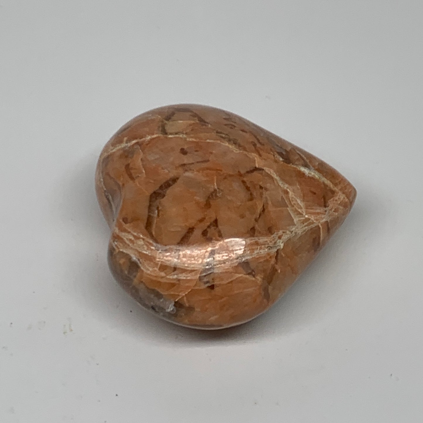 75.1g, 1.9"x2"x1", Peach Moonstone Heart Crystal Polished, B34994