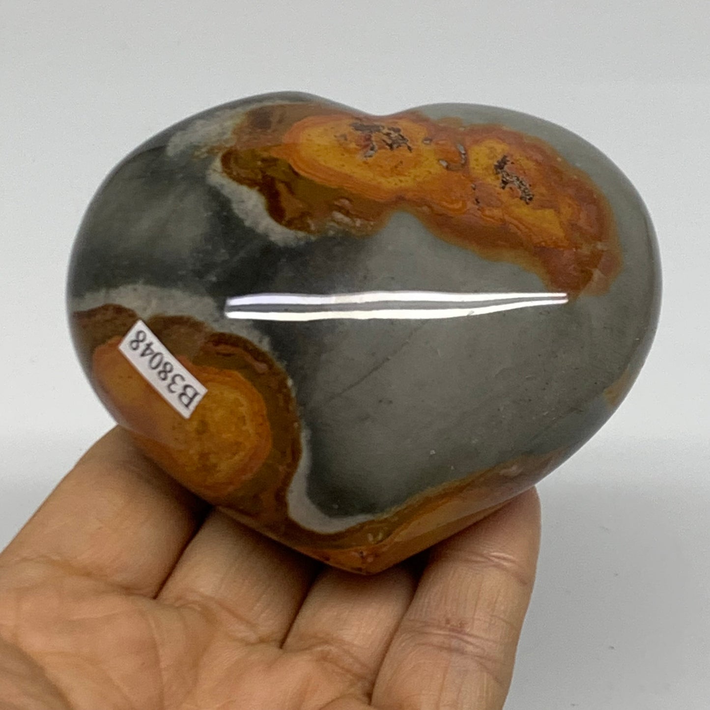 0.66 lbs, 2.8"x3.3"x1.6", Polychrome Jasper Heart Polished Crystal, B38048