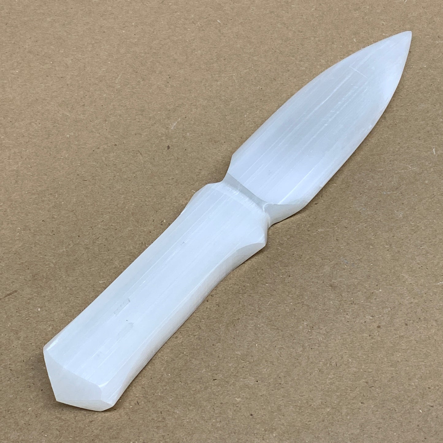 130g, 7.5"x1.3"x0.6", Natural Selenite Crystal Dagger (Satin Spar), B36329