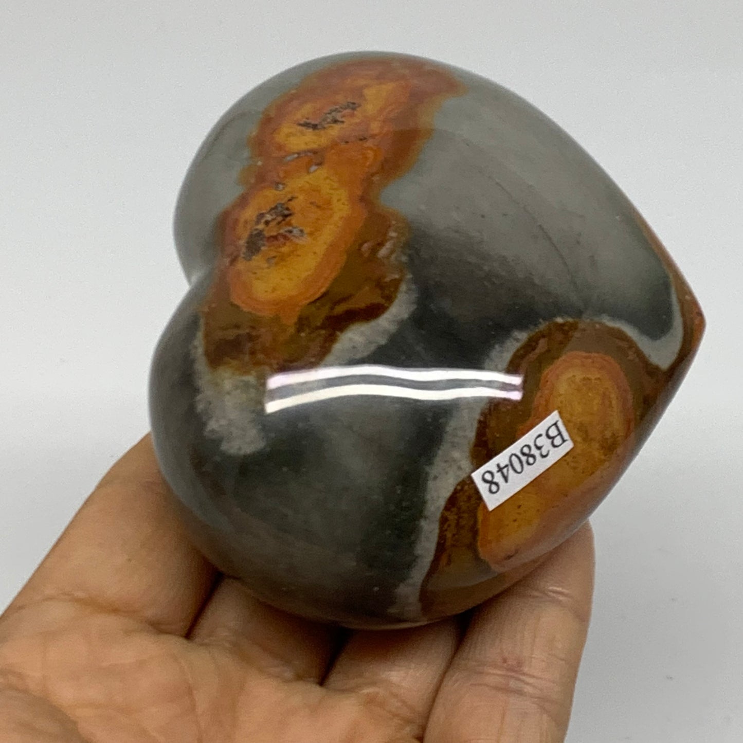 0.66 lbs, 2.8"x3.3"x1.6", Polychrome Jasper Heart Polished Crystal, B38048