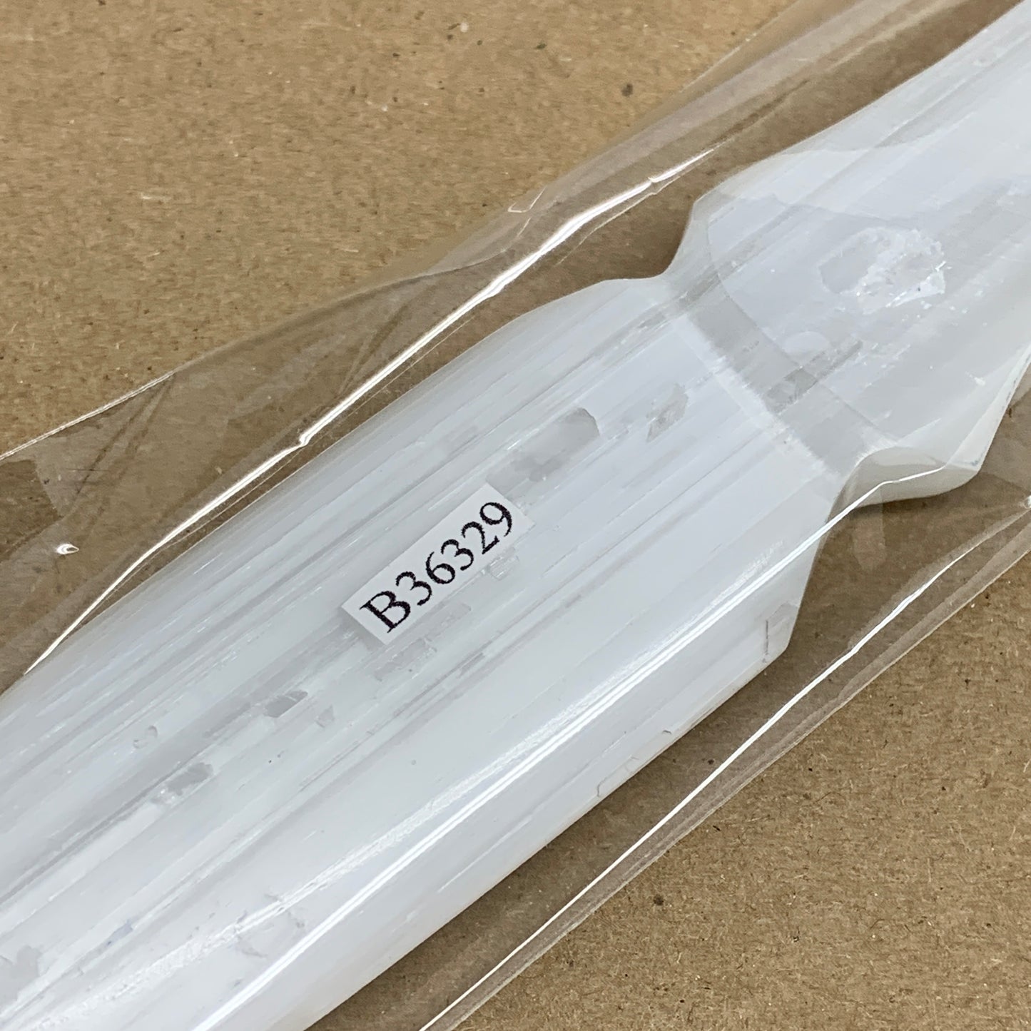 130g, 7.5"x1.3"x0.6", Natural Selenite Crystal Dagger (Satin Spar), B36329