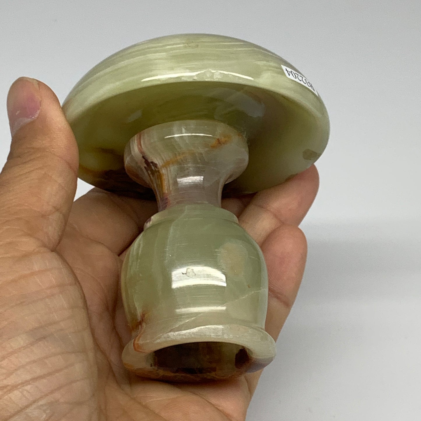 266g, 3.2"x1.4"x2.9", Natural Green Onyx Candle Holder Gemstone Hand Carved, B32