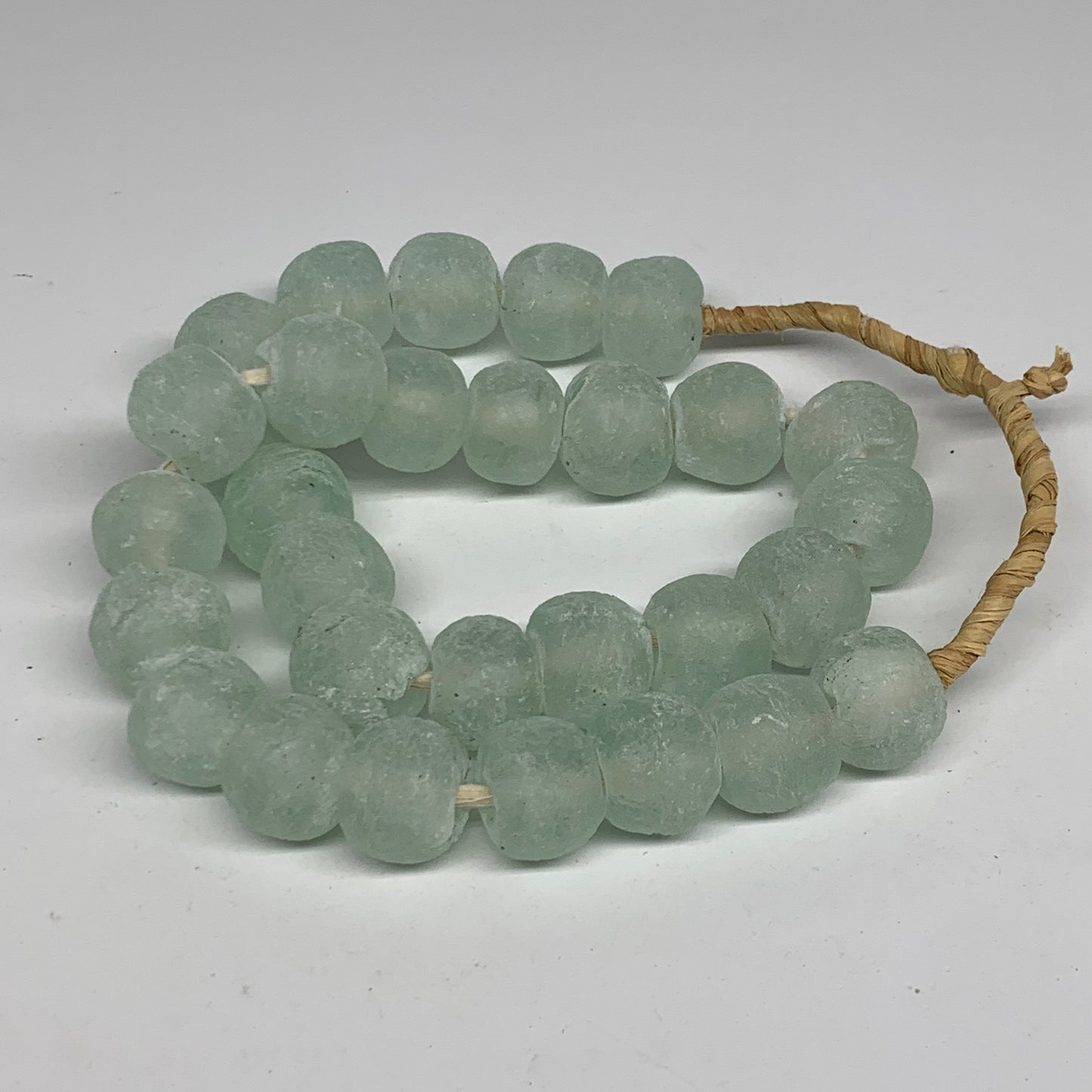 0.9 lbs, 17mm-20mm, 1 Strand, 30 beads, Green/Blue Sea Glass Beads, B35700