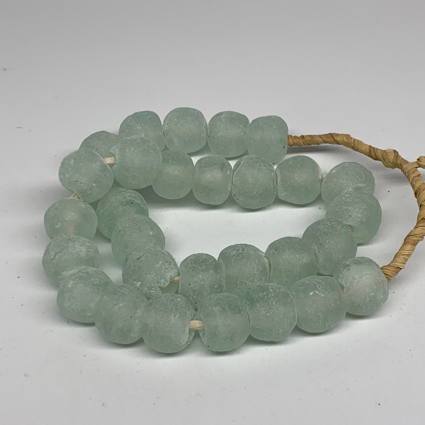 0.9 lbs, 17mm-20mm, 1 Strand, 30 beads, Green/Blue Sea Glass Beads, B35700