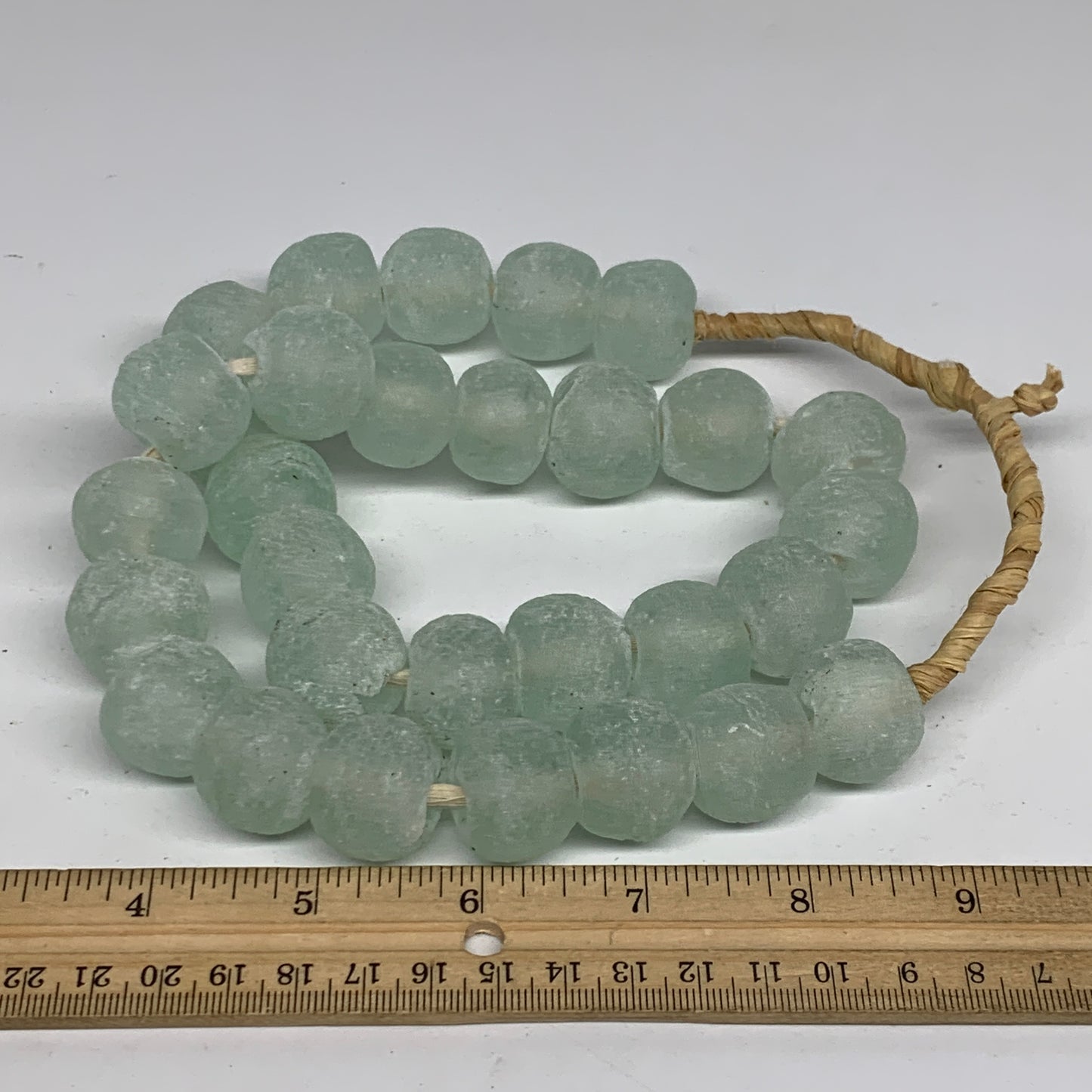 0.9 lbs, 17mm-20mm, 1 Strand, 30 beads, Green/Blue Sea Glass Beads, B35700