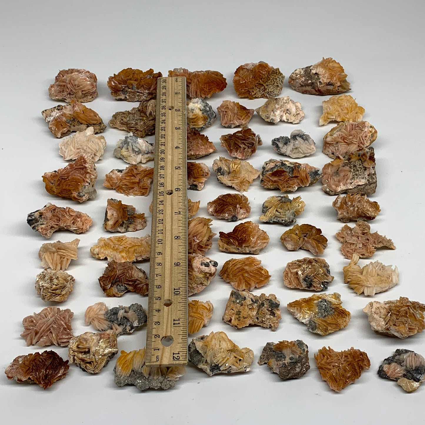 4.12 lbs, 1.1"-2.3", 56pcs Lot, Small Golden Barite Mineral Specimen, B33563