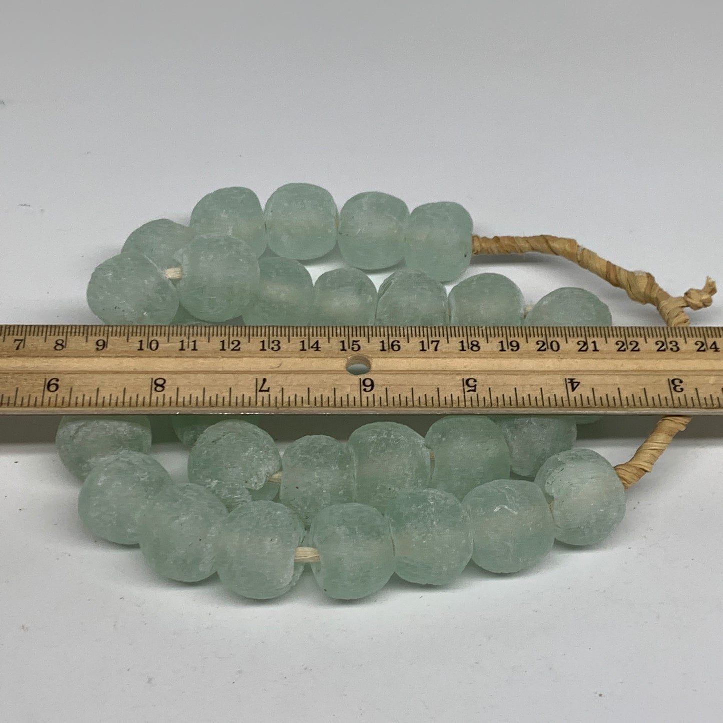 0.9 lbs, 17mm-20mm, 1 Strand, 30 beads, Green/Blue Sea Glass Beads, B35700
