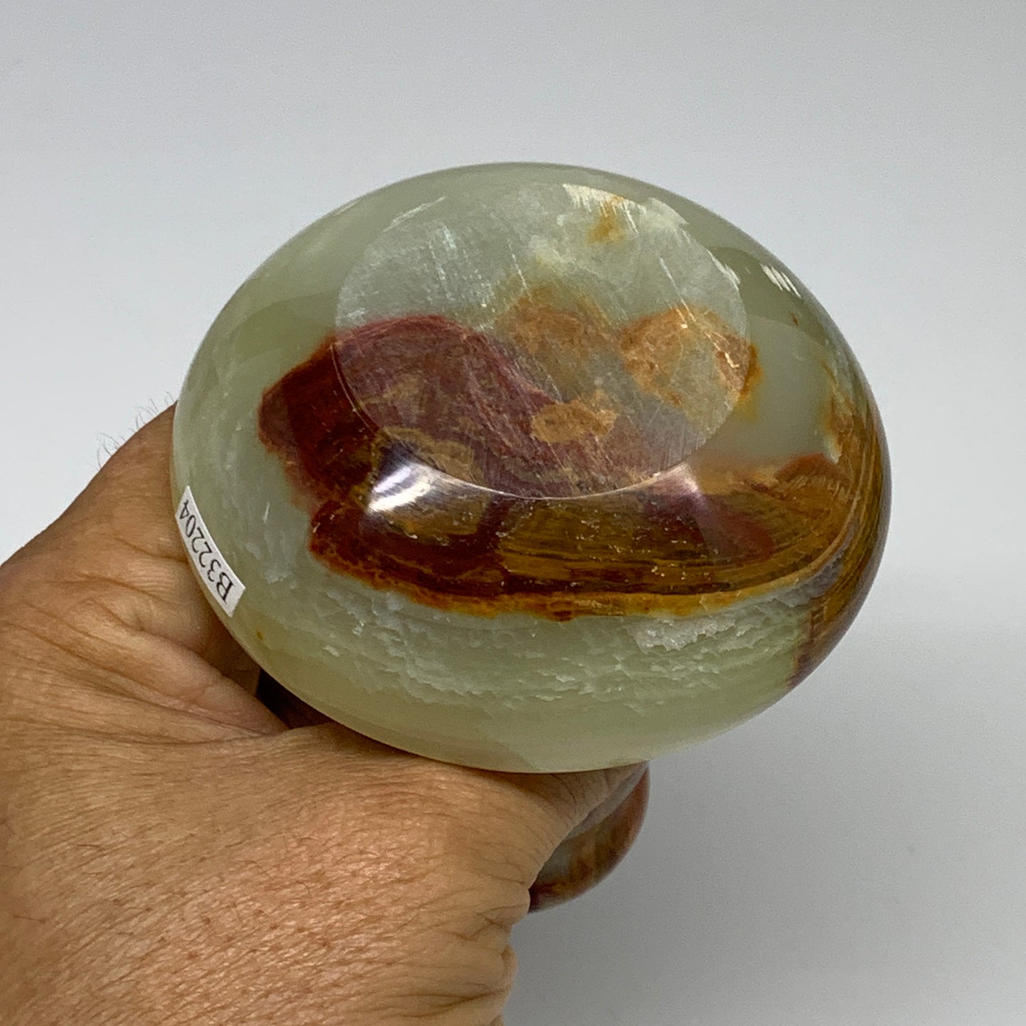 266g, 3.2"x1.4"x2.9", Natural Green Onyx Candle Holder Gemstone Hand Carved, B32