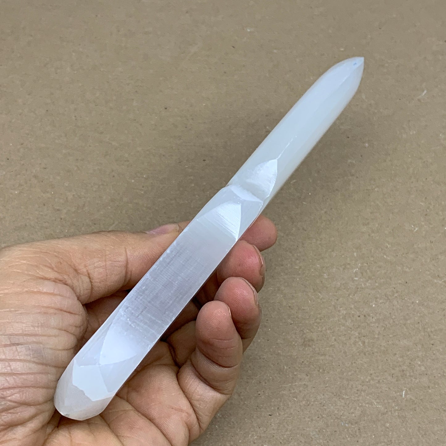 130g, 7.5"x1.3"x0.6", Natural Selenite Crystal Dagger (Satin Spar), B36330