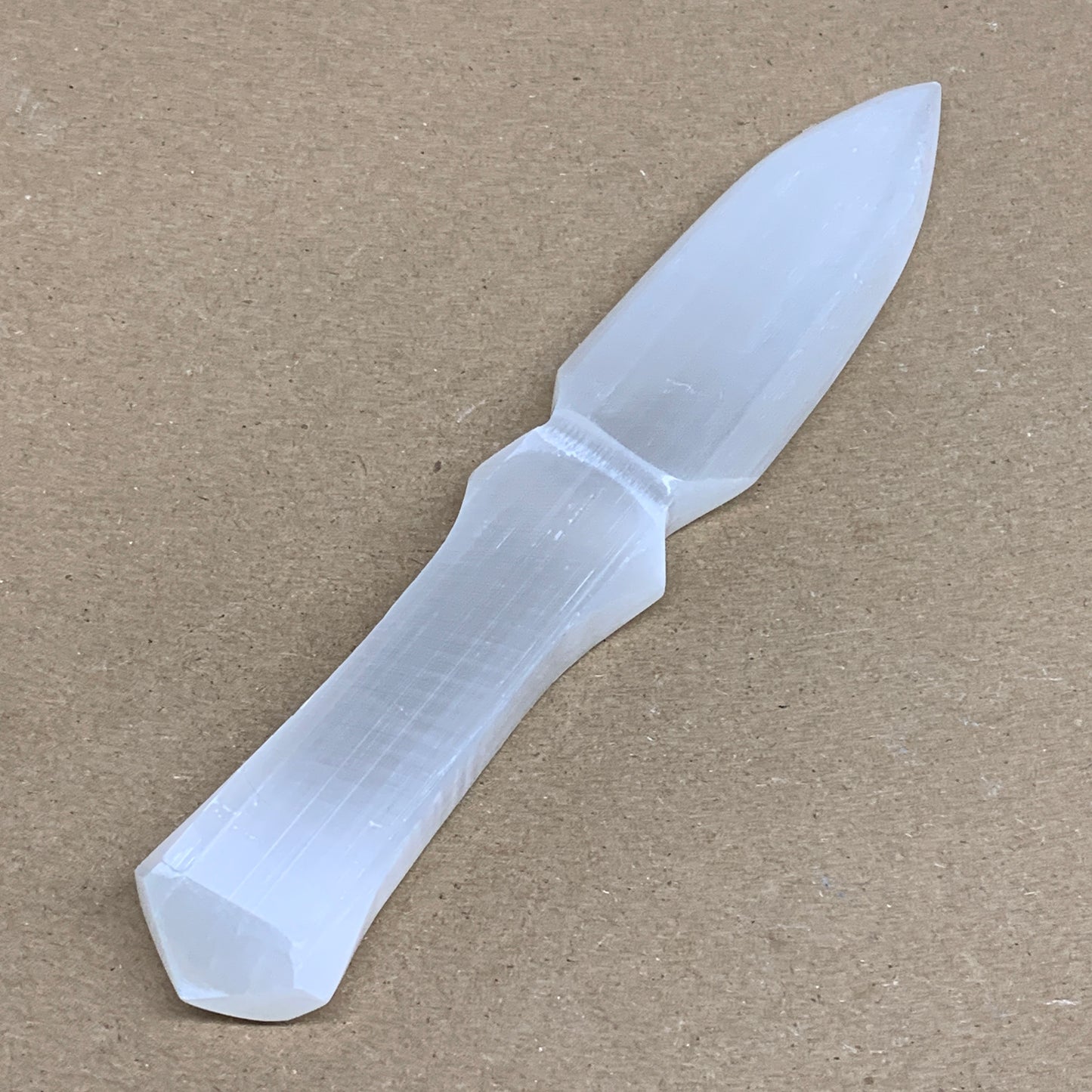 130g, 7.5"x1.3"x0.6", Natural Selenite Crystal Dagger (Satin Spar), B36330