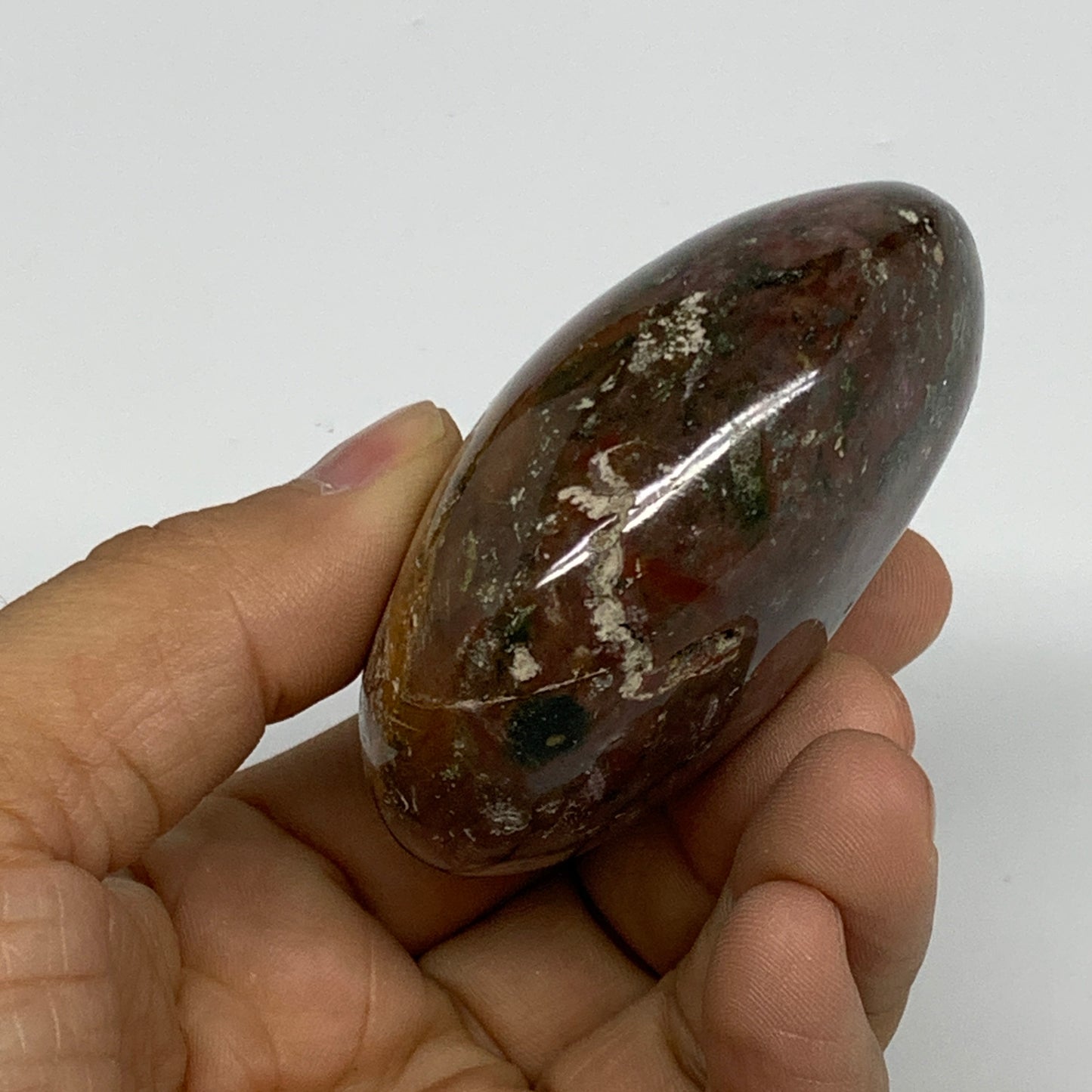 151.9g, 2.6"x2.1"x1.2" Natural Ocean Jasper Palm-Stone Orbicular Jasper, B30747