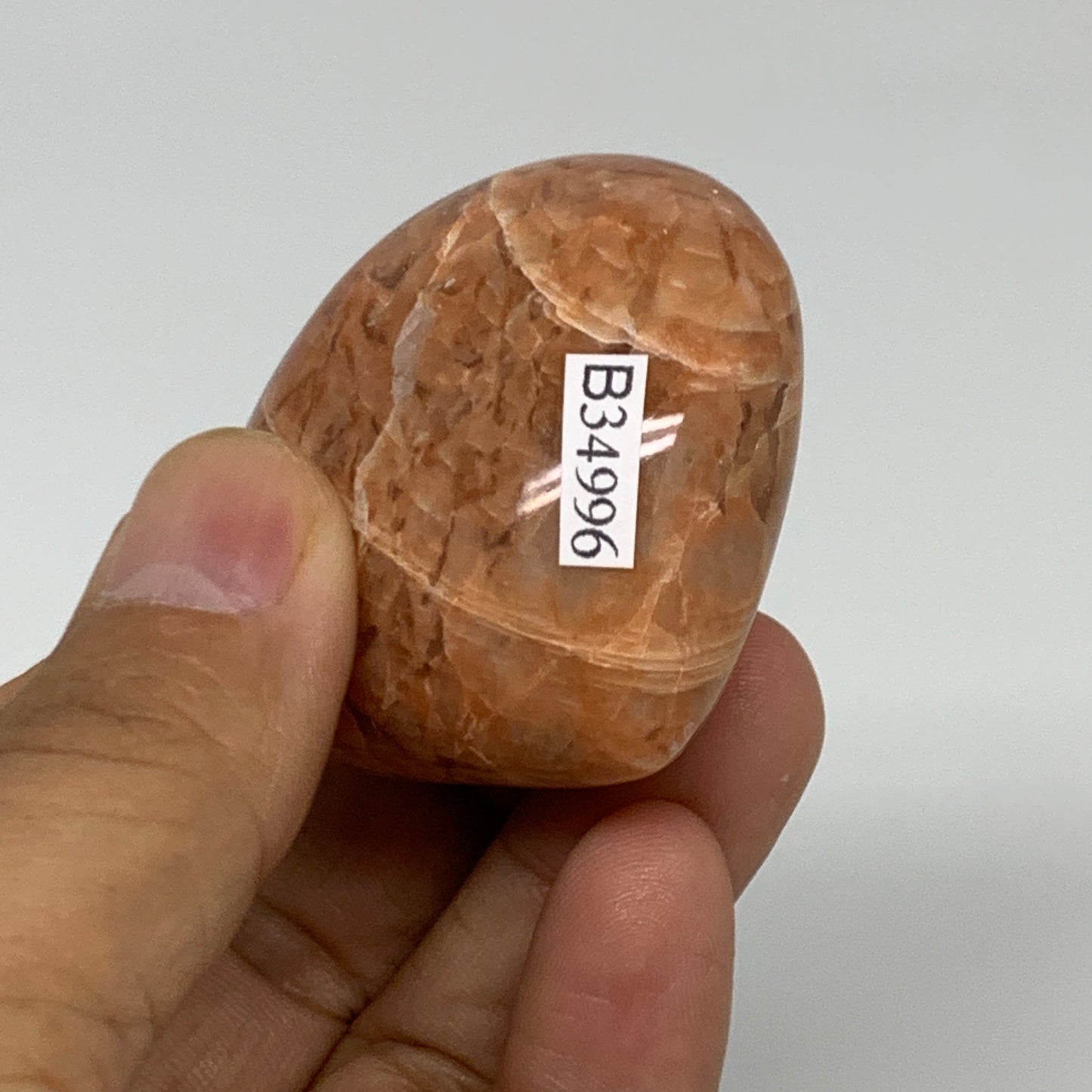 74.4g, 1.8"x2"x1", Peach Moonstone Heart Crystal Polished, B34996