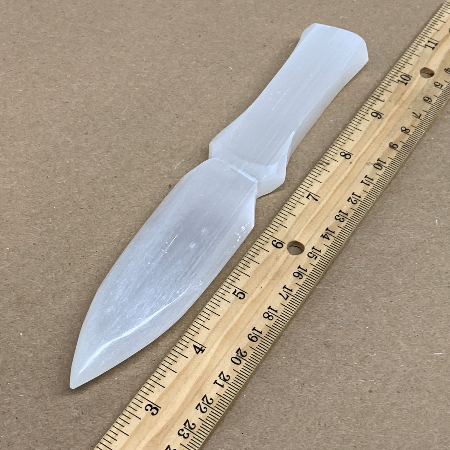 130g, 7.5"x1.3"x0.6", Natural Selenite Crystal Dagger (Satin Spar), B36330