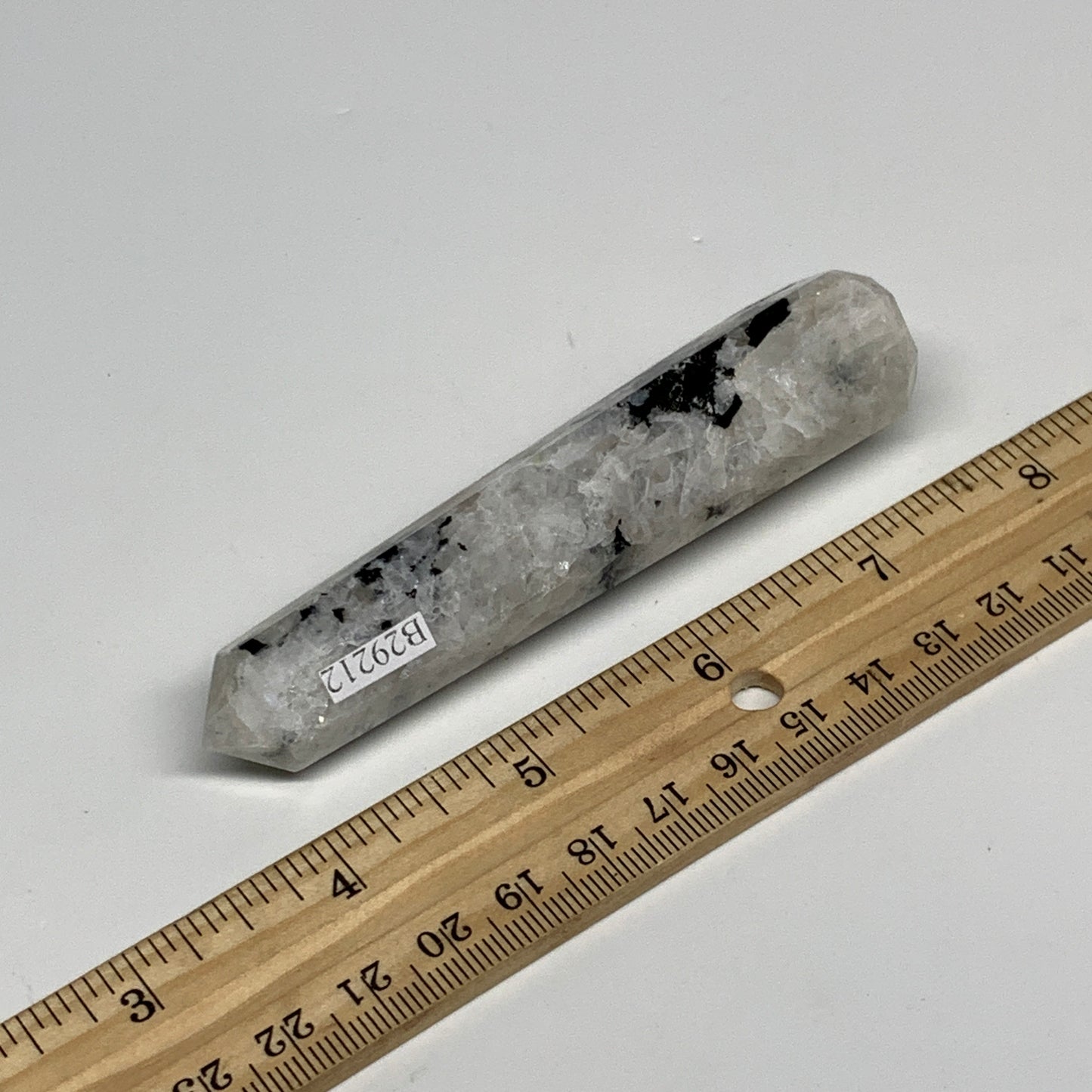 73.1g, 4"x0.9", Rainbow Moonstone Tower Obelisk Point Crystal @India, B29212