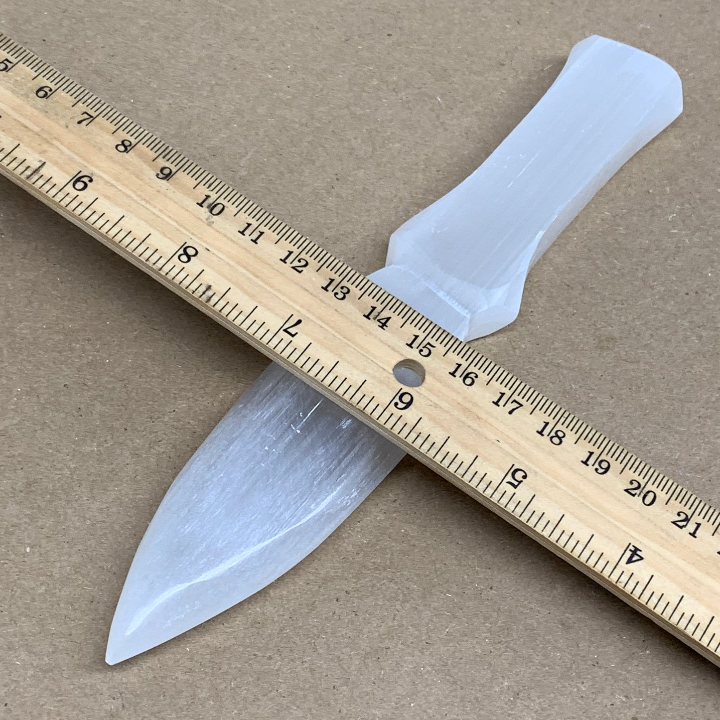 130g, 7.5"x1.3"x0.6", Natural Selenite Crystal Dagger (Satin Spar), B36330