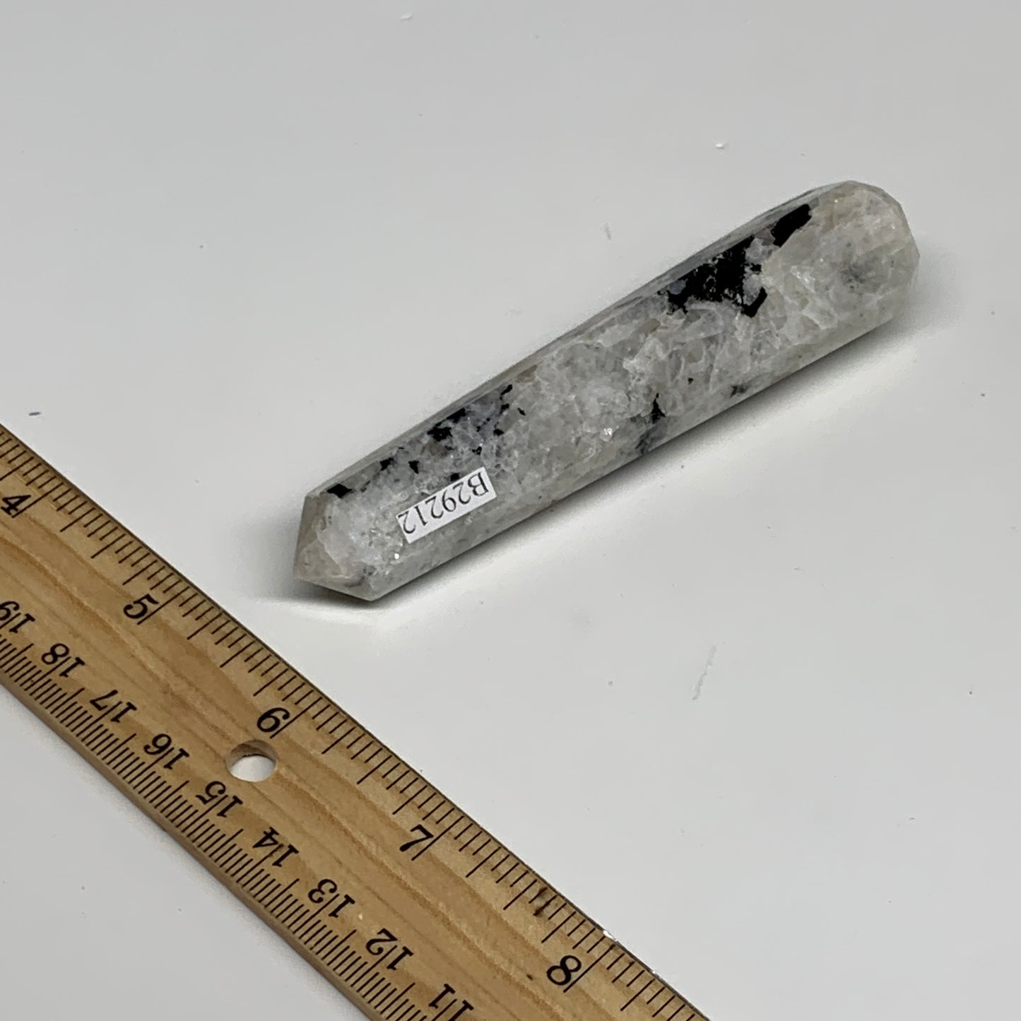 73.1g, 4"x0.9", Rainbow Moonstone Tower Obelisk Point Crystal @India, B29212