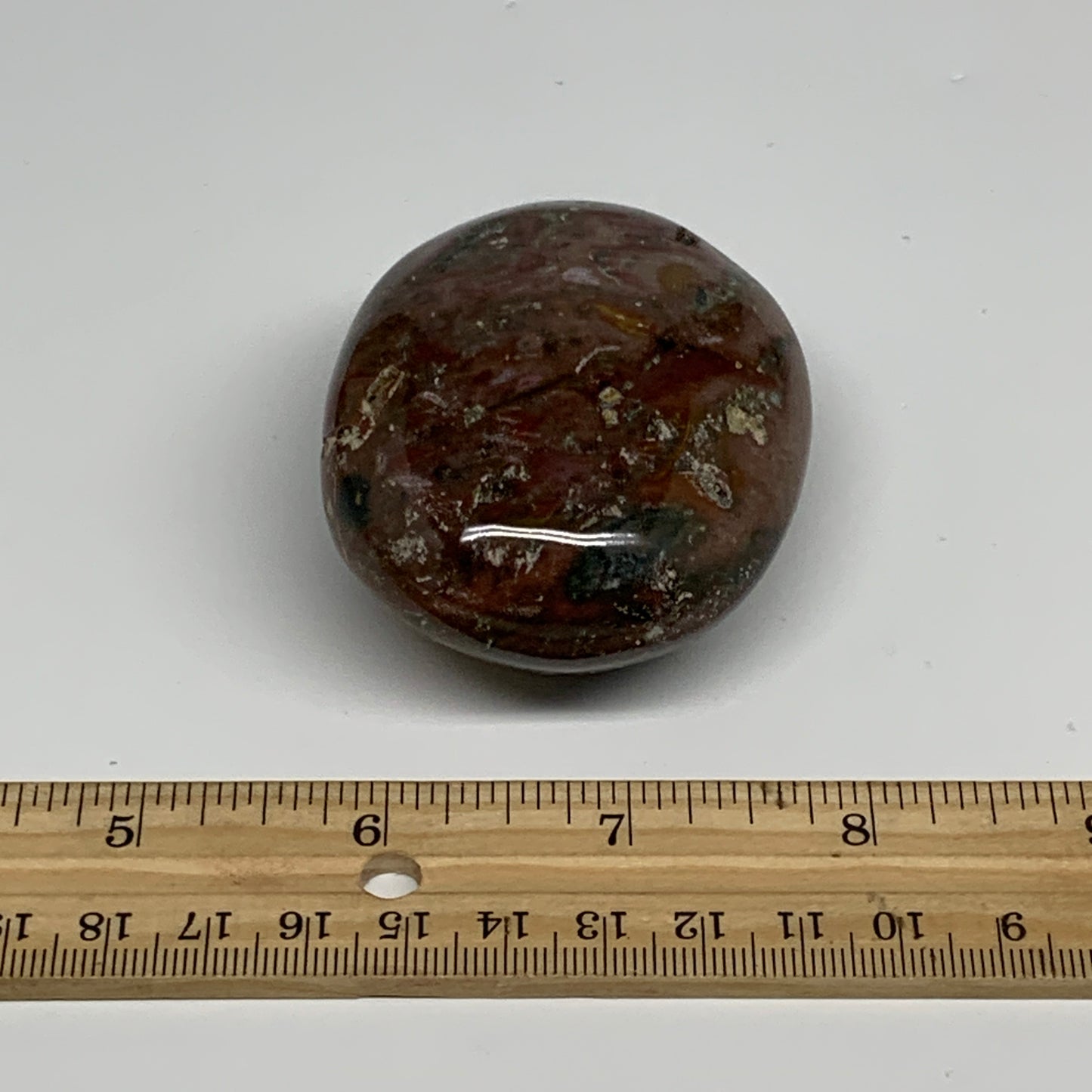 151.9g, 2.6"x2.1"x1.2" Natural Ocean Jasper Palm-Stone Orbicular Jasper, B30747