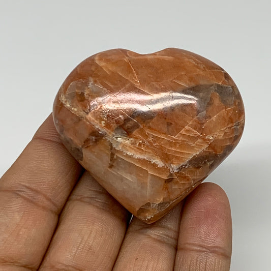 83.1g, 1.9"x2.1"x1", Peach Moonstone Heart Crystal Polished, B34997