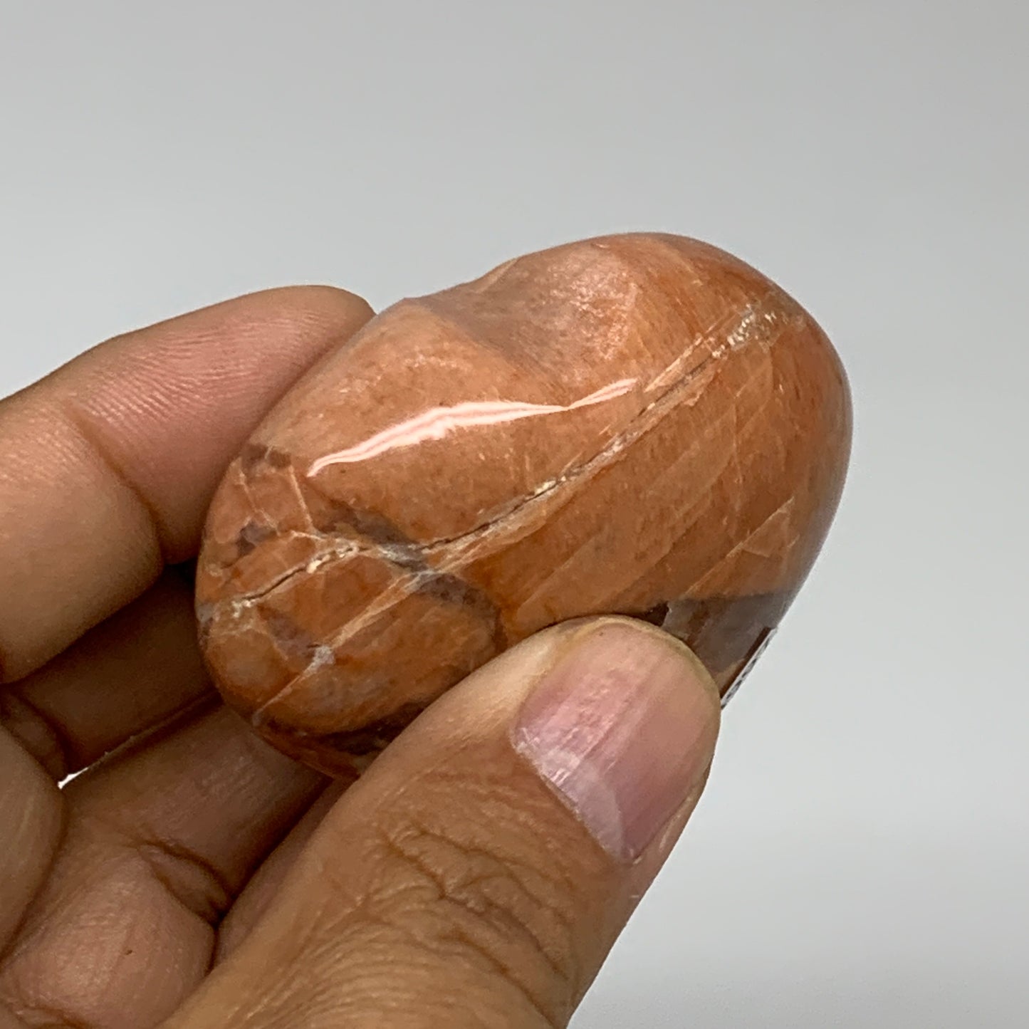 83.1g, 1.9"x2.1"x1", Peach Moonstone Heart Crystal Polished, B34997