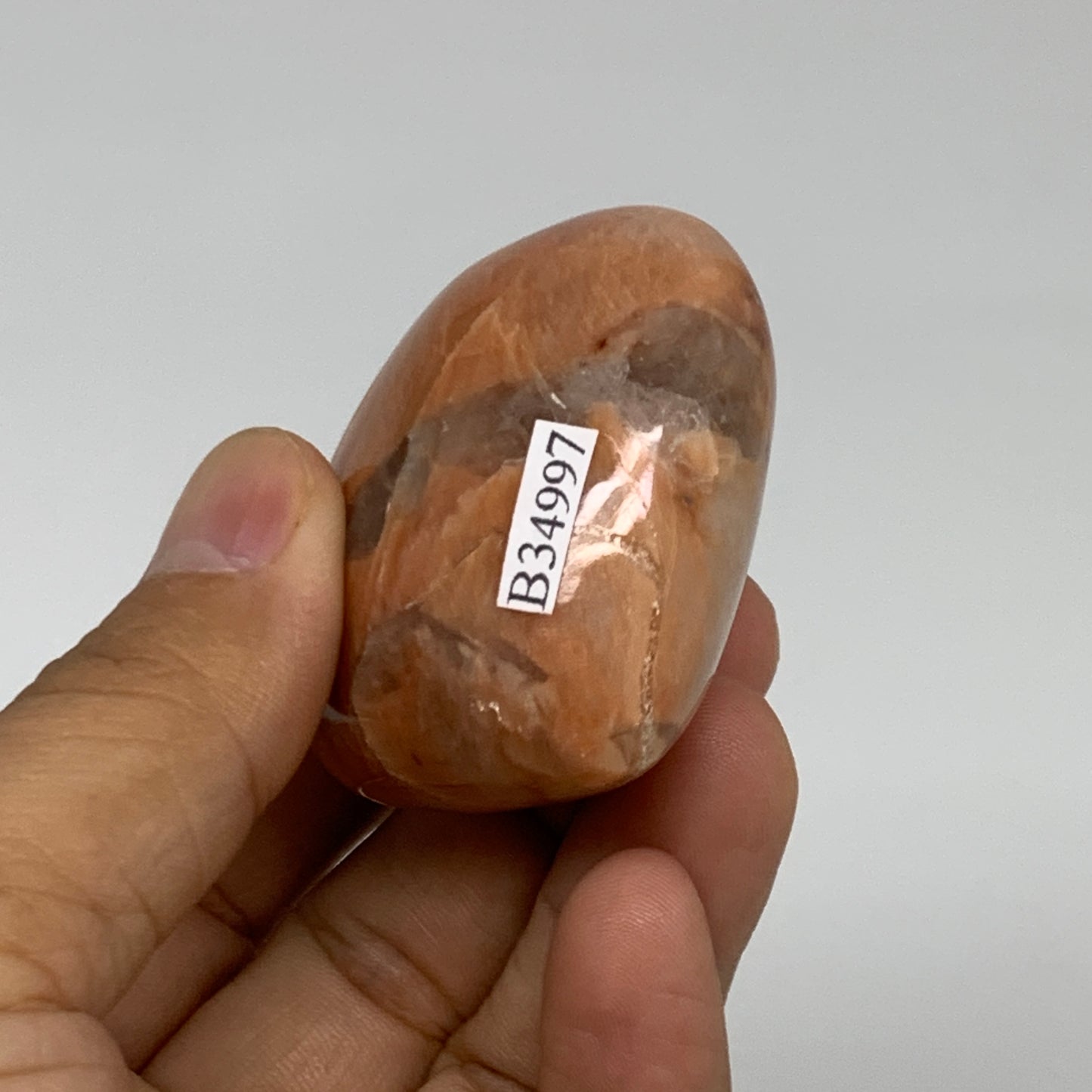 83.1g, 1.9"x2.1"x1", Peach Moonstone Heart Crystal Polished, B34997