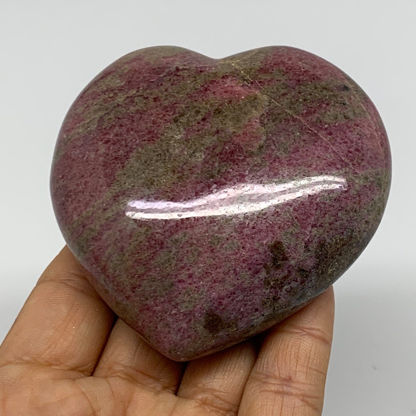 0.71 lbs, 2.9"x3"x1.2", Natural Rhodonite Heart Polished Crystal, B37211