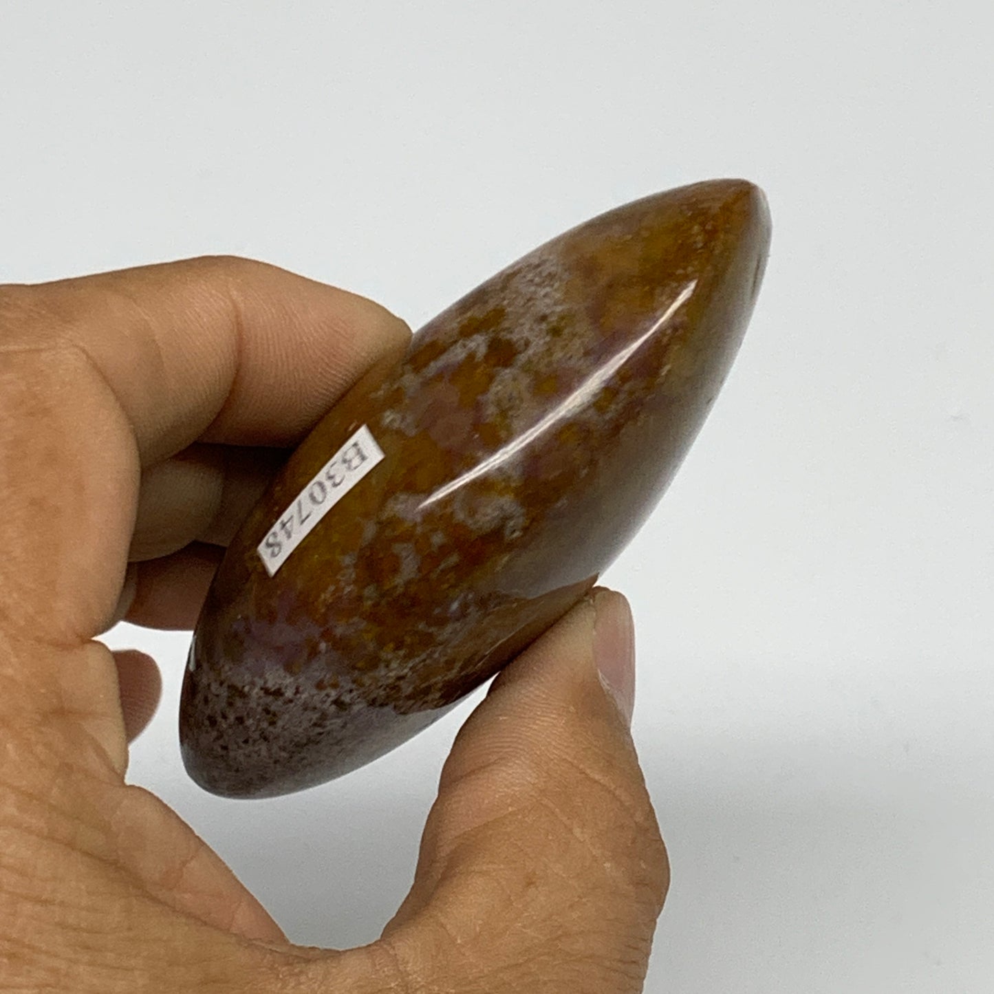 117.5g, 2.8"x1.8"x1" Natural Ocean Jasper Palm-Stone Orbicular Jasper, B30748