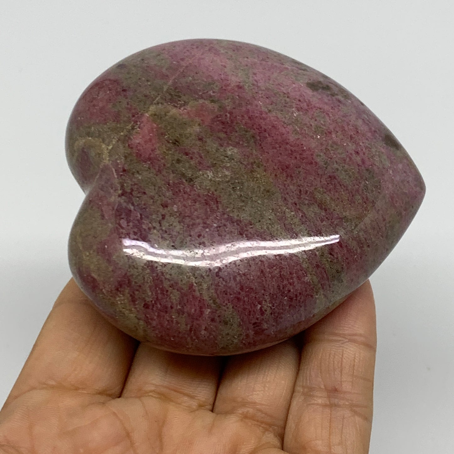 0.71 lbs, 2.9"x3"x1.2", Natural Rhodonite Heart Polished Crystal, B37211