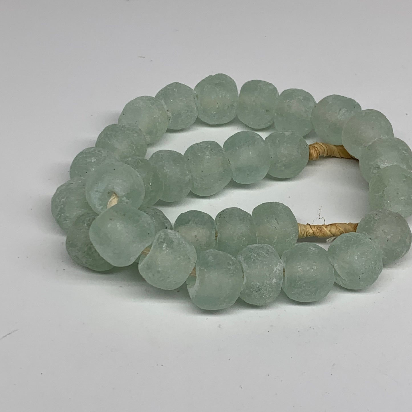 0.87 lbs, 15mm-21mm, 1 Strand, 30 beads, Green/Blue Sea Glass Beads, B35702