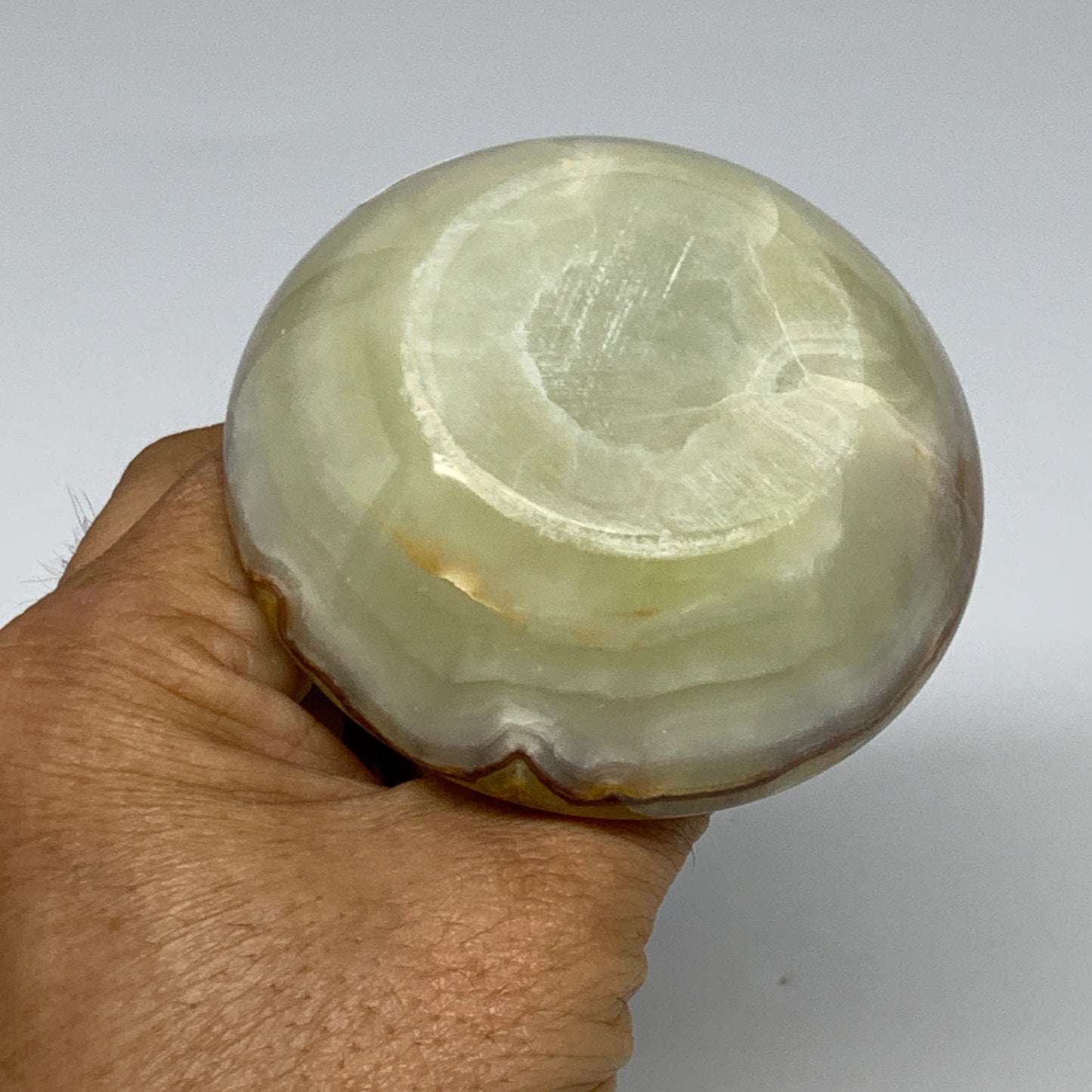 262g, 3.2"x1.5"x2.8", Natural Green Onyx Candle Holder Gemstone Hand Carved, B32