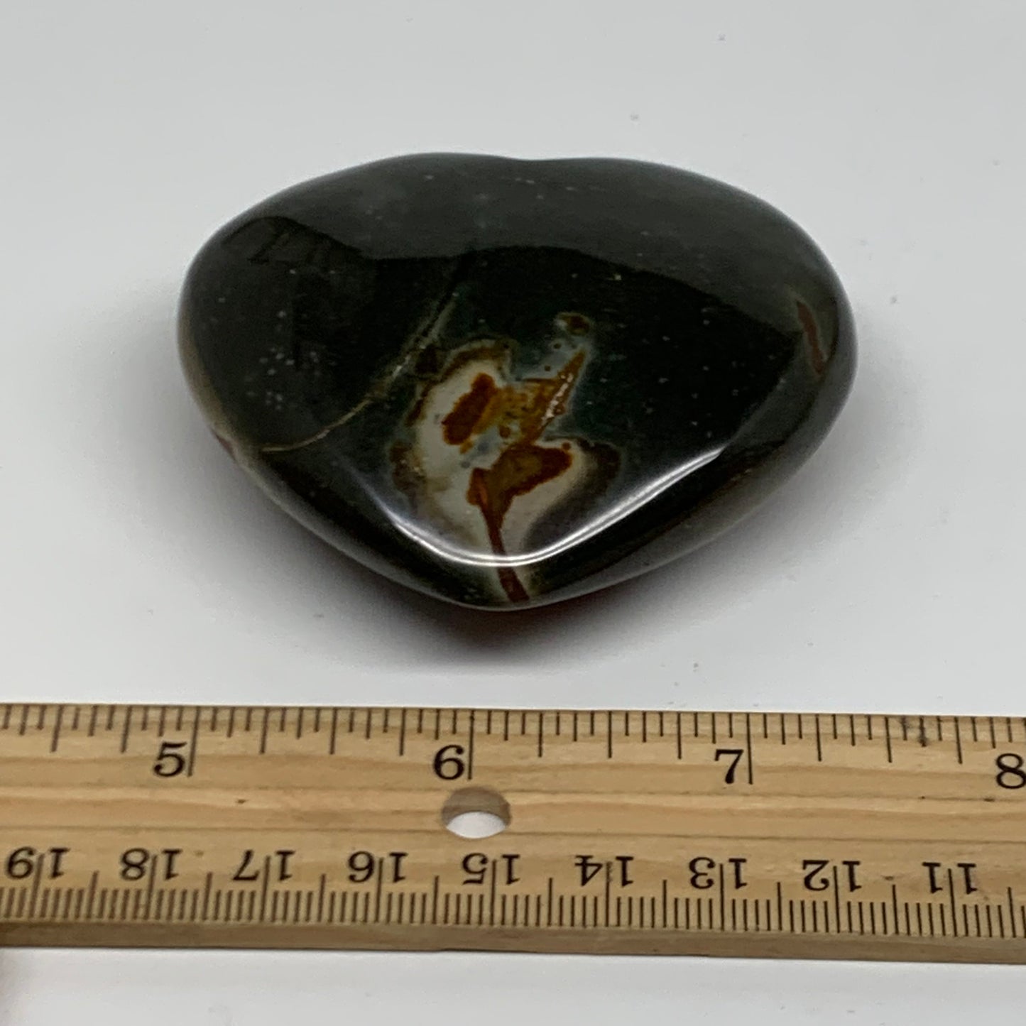 0.29 lbs, 2.3"x2.7"x1", Polychrome Jasper Heart Polished Crystal, B38050