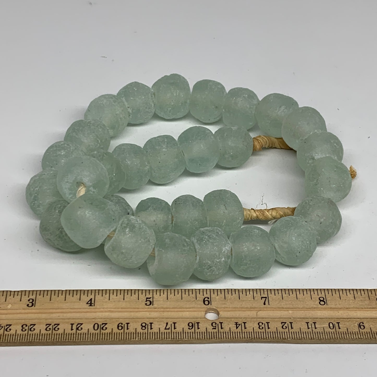 0.87 lbs, 15mm-21mm, 1 Strand, 30 beads, Green/Blue Sea Glass Beads, B35702