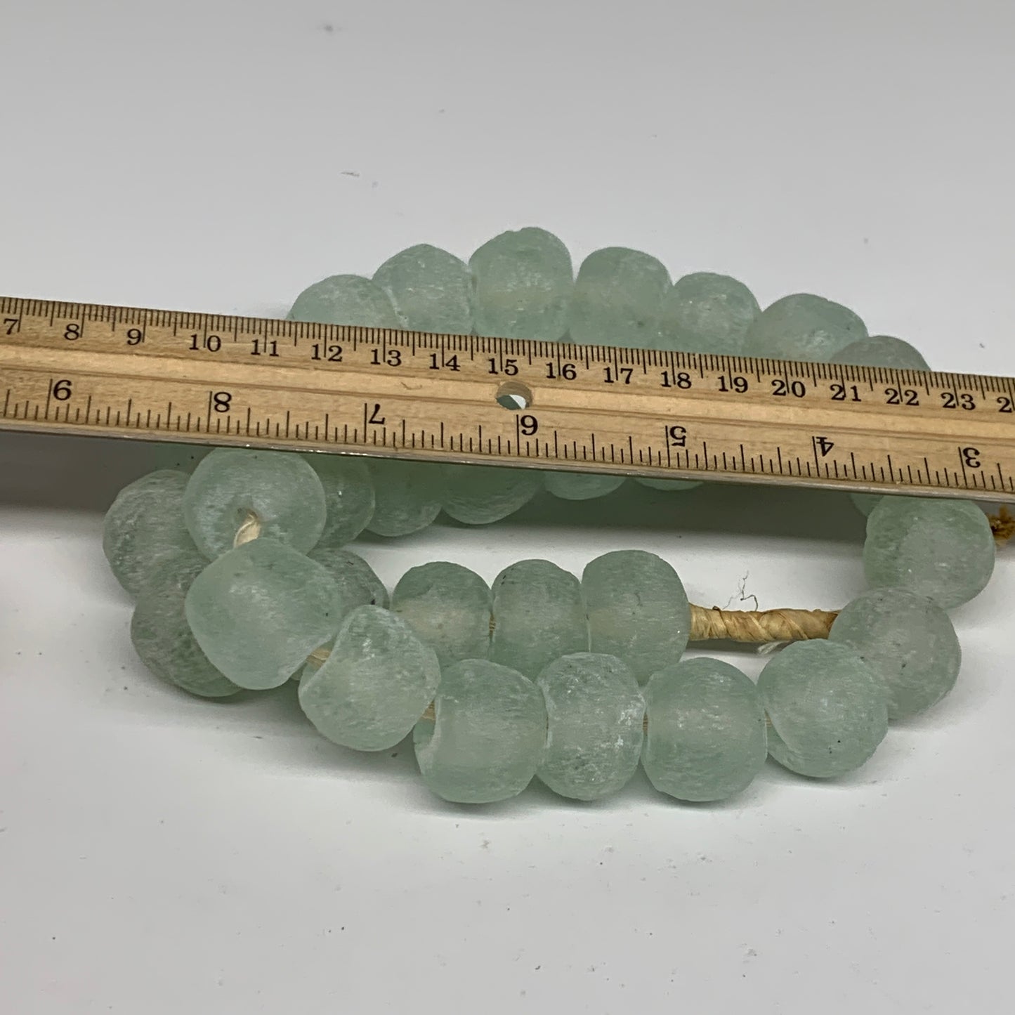 0.87 lbs, 15mm-21mm, 1 Strand, 30 beads, Green/Blue Sea Glass Beads, B35702