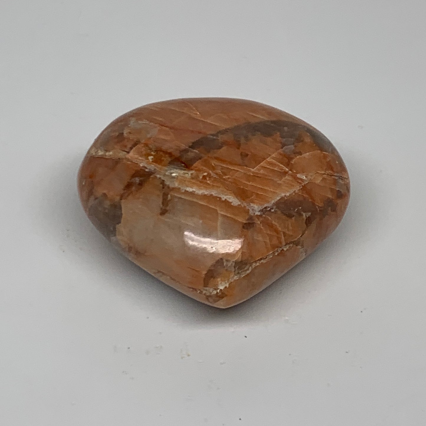 83.1g, 1.9"x2.1"x1", Peach Moonstone Heart Crystal Polished, B34997