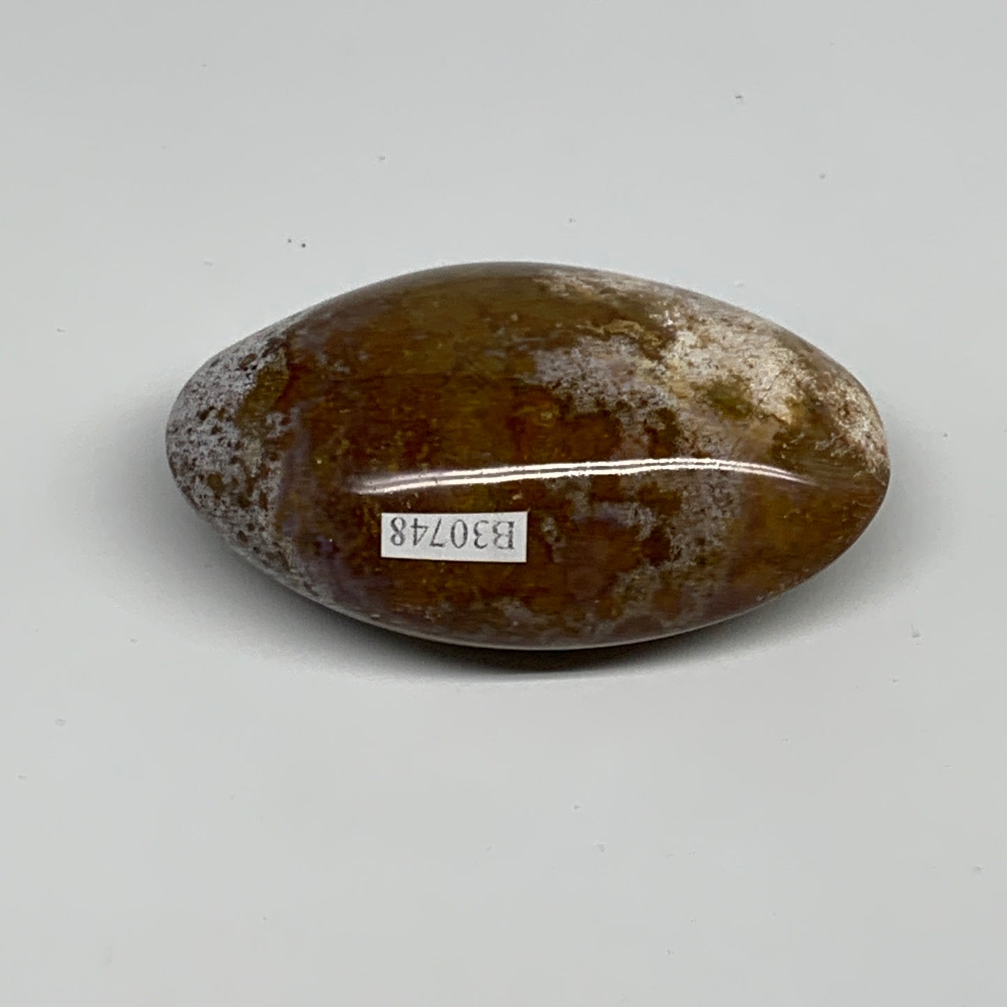 117.5g, 2.8"x1.8"x1" Natural Ocean Jasper Palm-Stone Orbicular Jasper, B30748