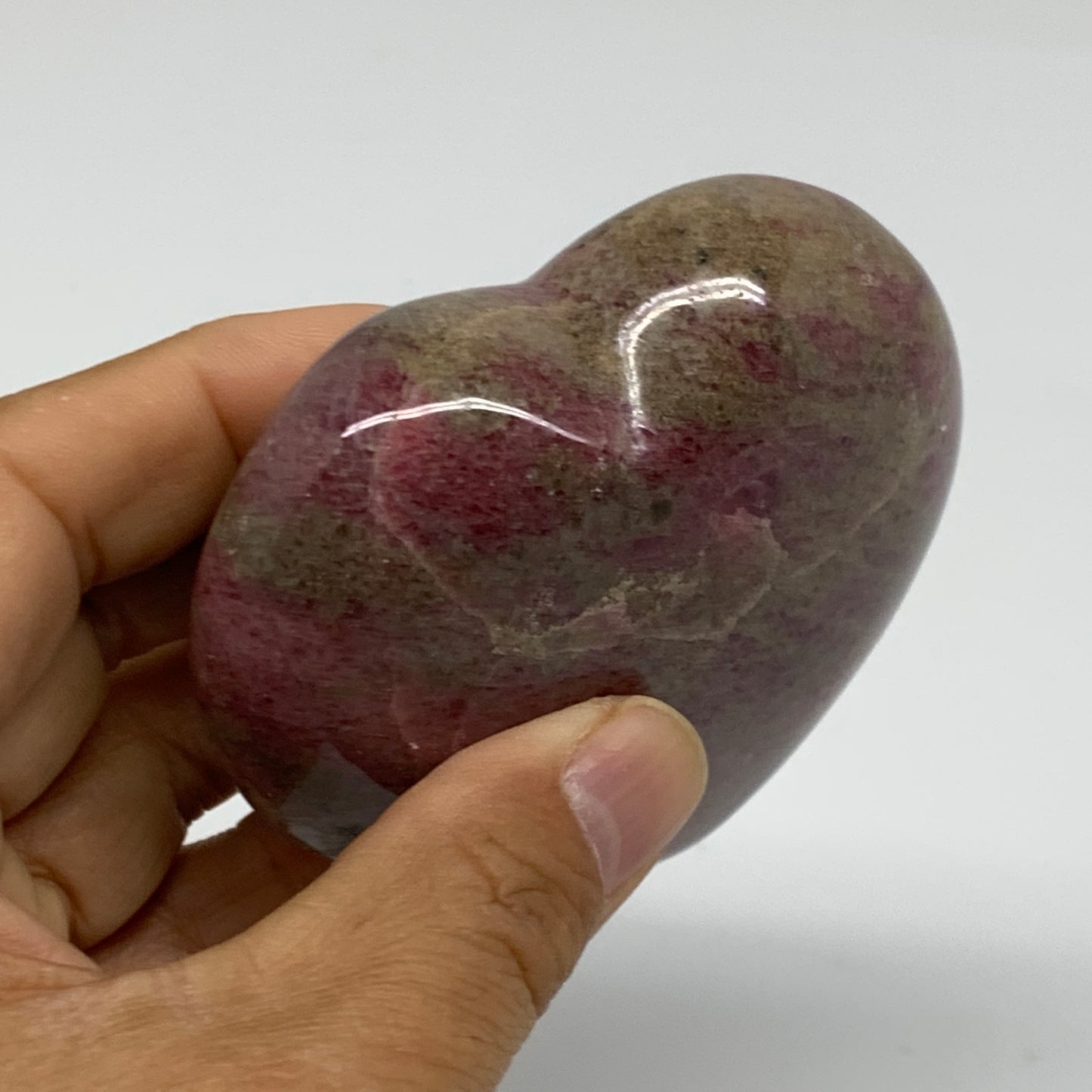 0.71 lbs, 2.9"x3"x1.2", Natural Rhodonite Heart Polished Crystal, B37211
