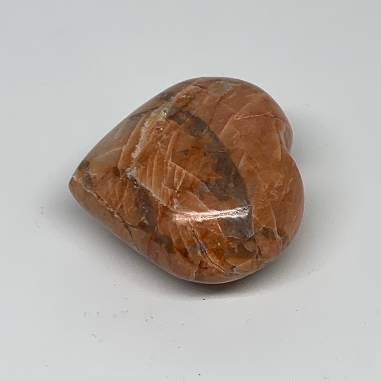 83.1g, 1.9"x2.1"x1", Peach Moonstone Heart Crystal Polished, B34997