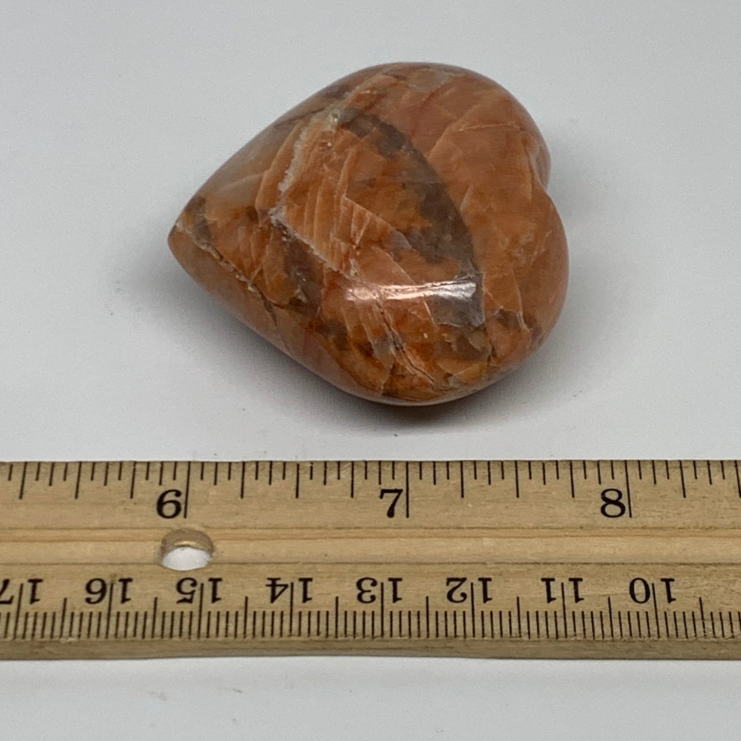 83.1g, 1.9"x2.1"x1", Peach Moonstone Heart Crystal Polished, B34997