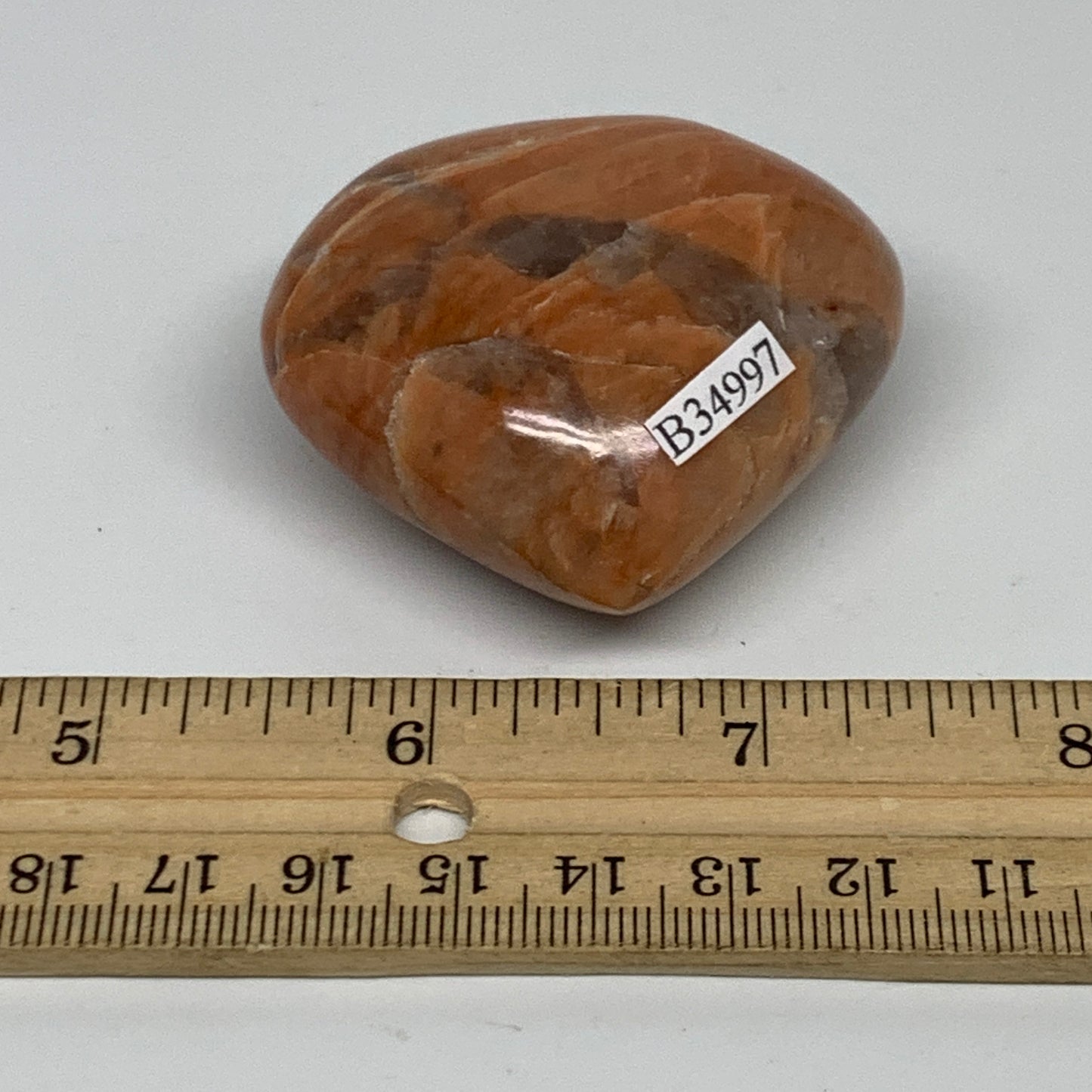 83.1g, 1.9"x2.1"x1", Peach Moonstone Heart Crystal Polished, B34997