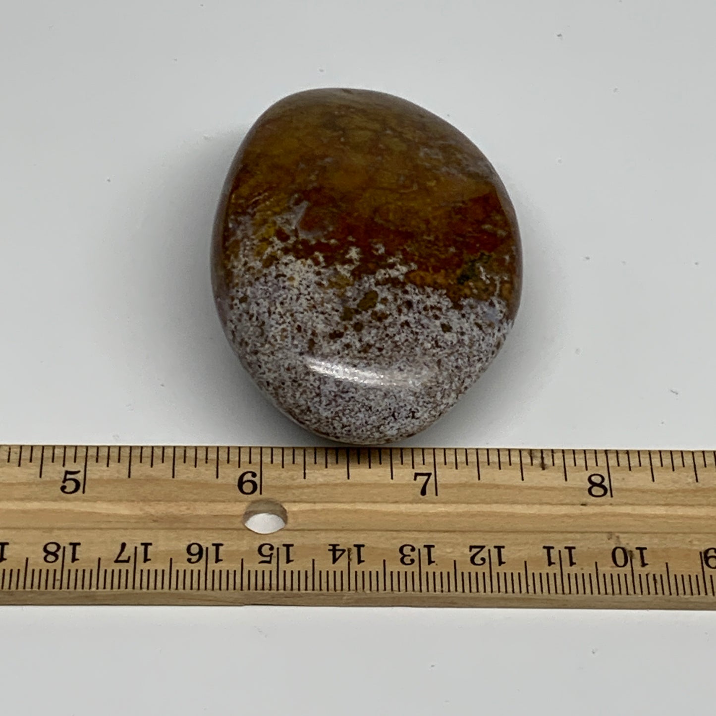 117.5g, 2.8"x1.8"x1" Natural Ocean Jasper Palm-Stone Orbicular Jasper, B30748