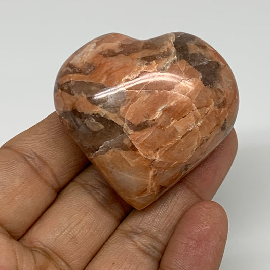 76.7g, 1.8"x1.9"x1.1", Peach Moonstone Heart Crystal Polished, B34998