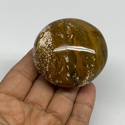 139.3g, 2.1"x2.1"x1.3" Natural Ocean Jasper Palm-Stone Orbicular Jasper, B30749